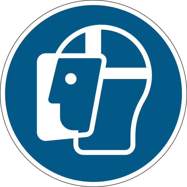 Mandatory sticker "Use face protection" removable
