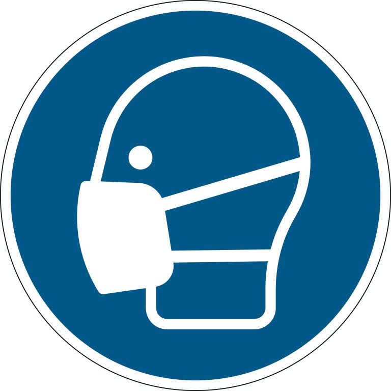 Mandatory sticker "Use mouth protection" removable