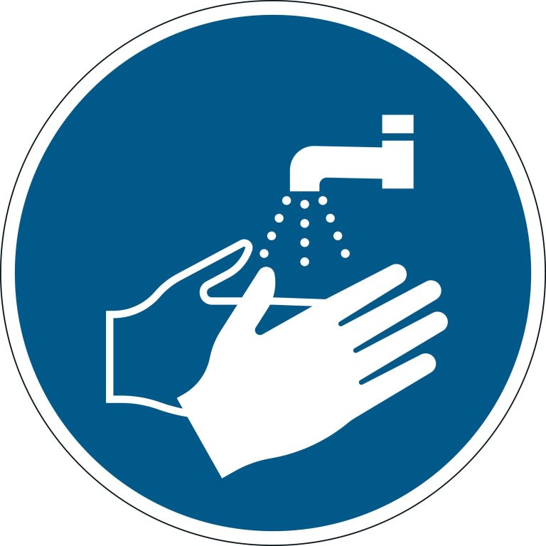 Mandatory sticker "Wash your hands" removable