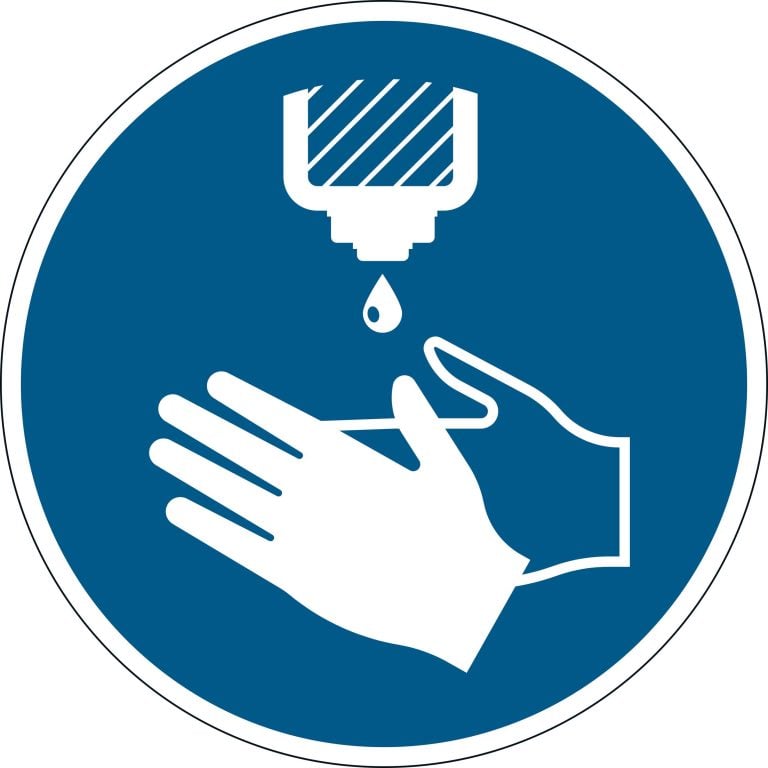 Mandatory sticker "Disinfect your hands" removable