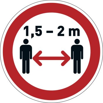 Varseldekal "Håll avstånd" borttagbar