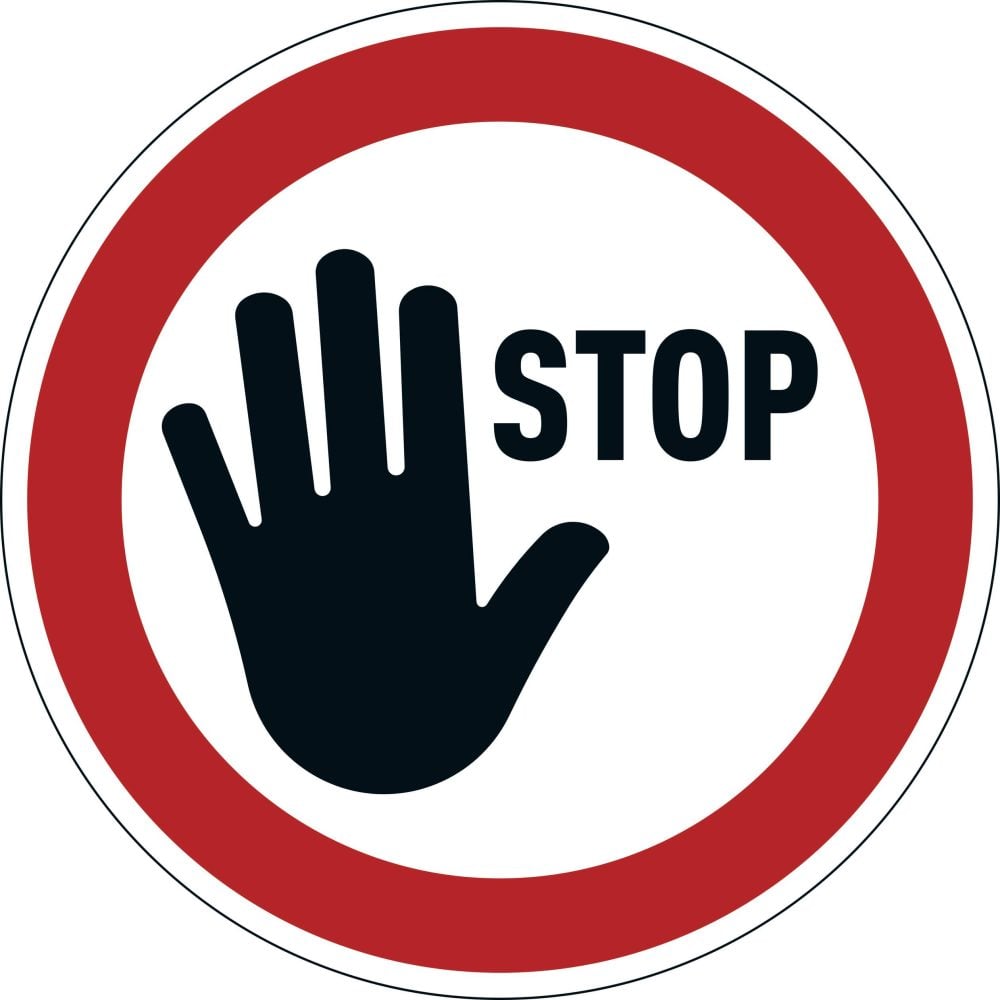 Advarselsklistremerke "STOPP" kan fjernes