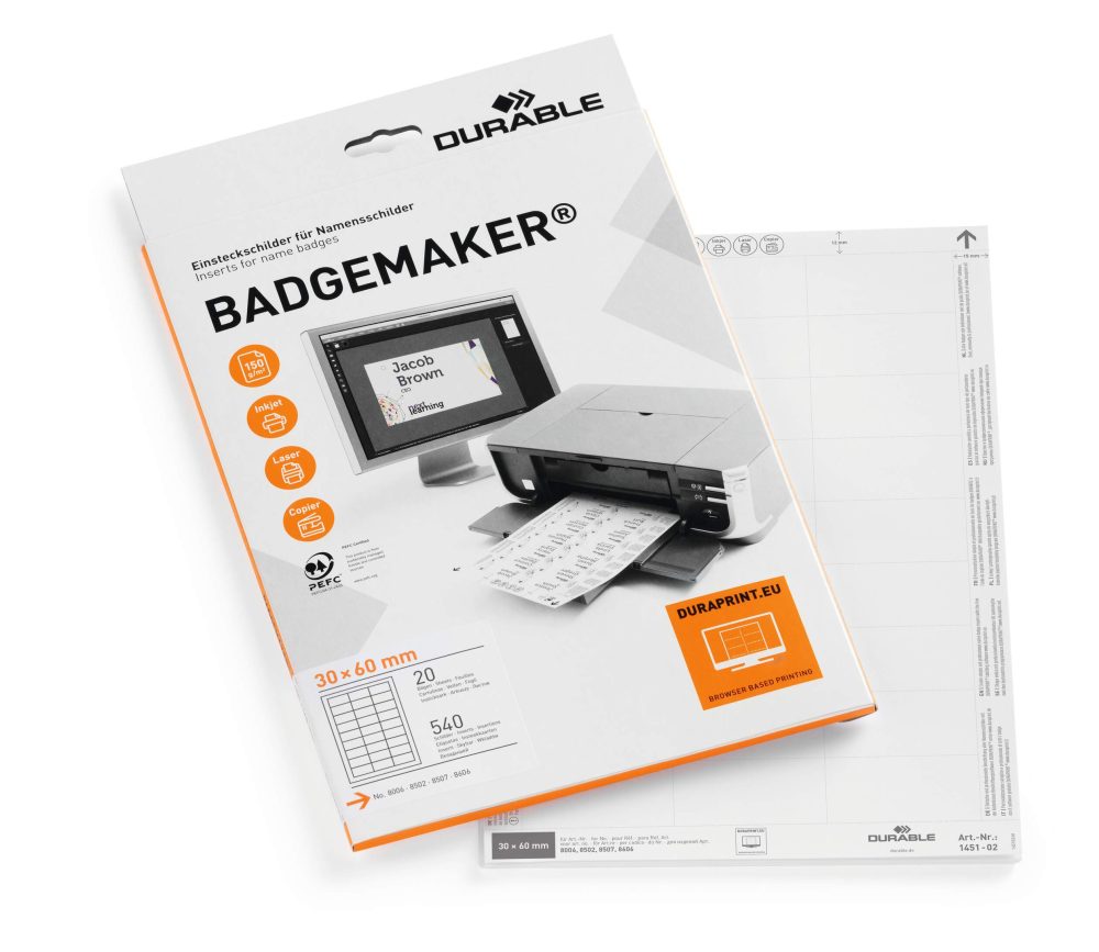 BADGEMAKER®-etiketter til navneskilt 30x60