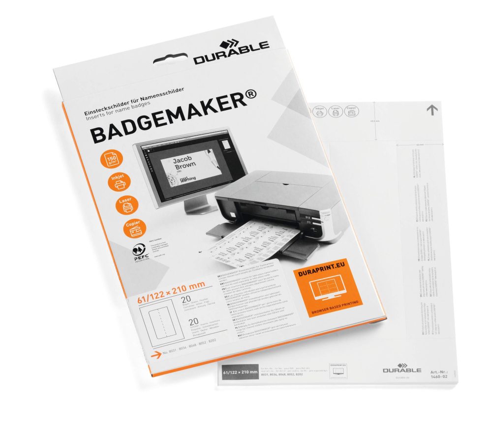 Etiquetas BADGEMAKER® para letrero de mesa 61x210