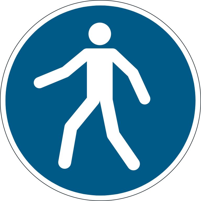 Autocollant d'avertissement "La marche est dirigée ici"