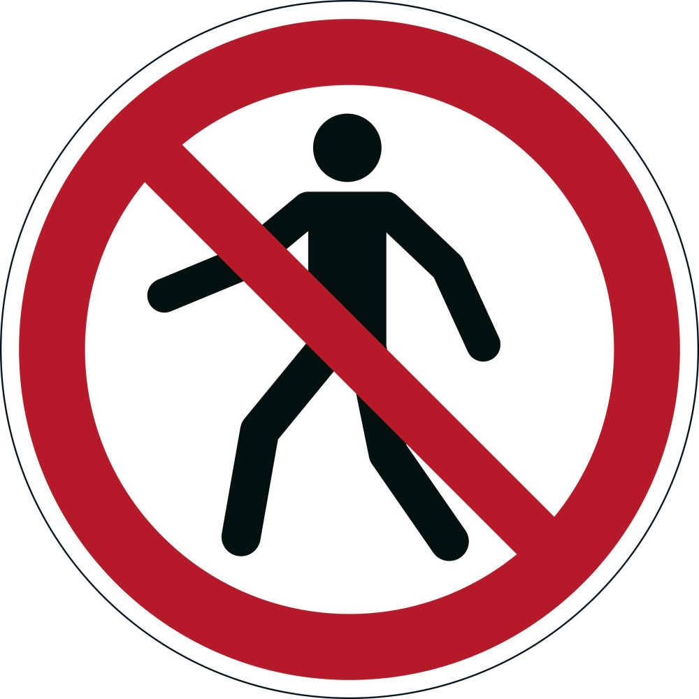 Warnaufkleber „Fußgänger verboten“