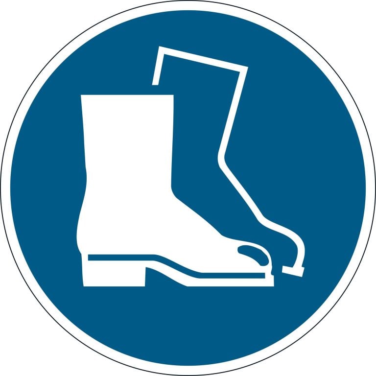 High-visibility sticker "Wear safety shoes"