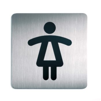 Firkantet symbolskilt WC damer