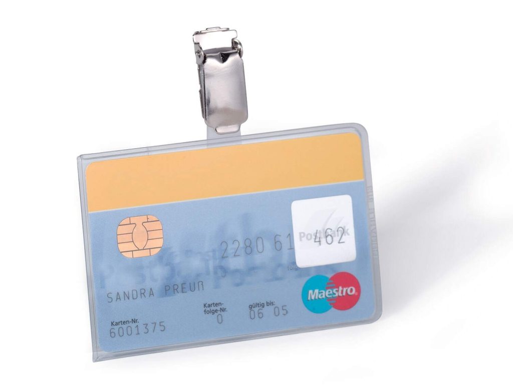Portatarjetas para 1 tarjeta horizontal con clip para tirantes