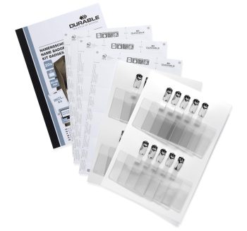 SET de placas de identificación 60x90, clip para colgar + hoja de etiquetas A4