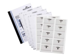 SET de placas de identificación 54x90, aguja/clip + hoja de etiquetas A4