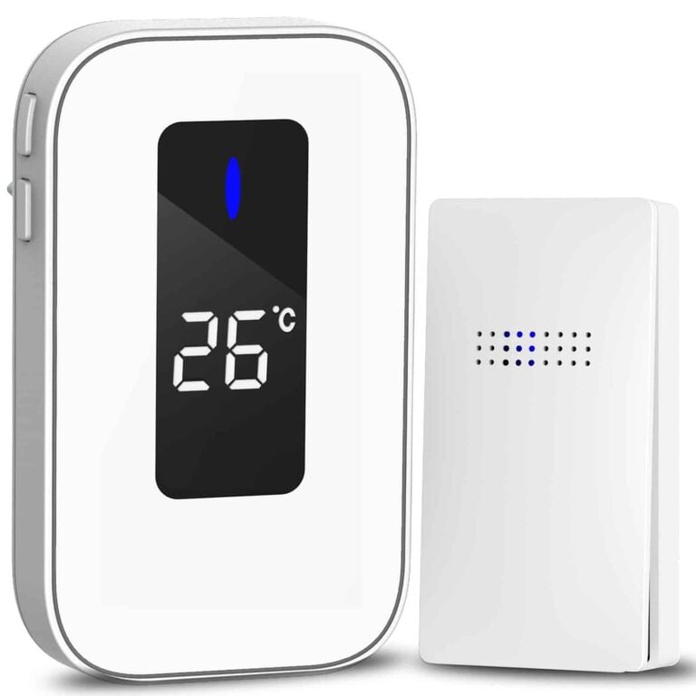 Trådløs dørklokke Batterifri med indendørs temperatursensor - 150 meter fri luft Kan udvides med flere modtagere