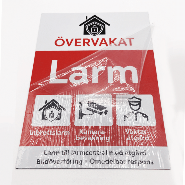 Larmskylt Aluminium Övervakat Självhäftande (A4) 210x297mm