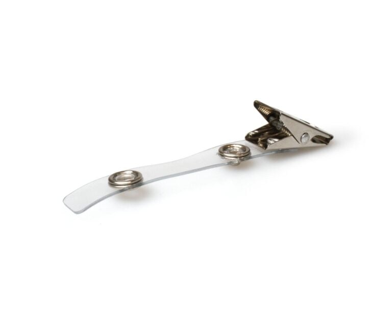 Krokodilklemme Metall 70 mm mit transparentem Band (100er Pack)