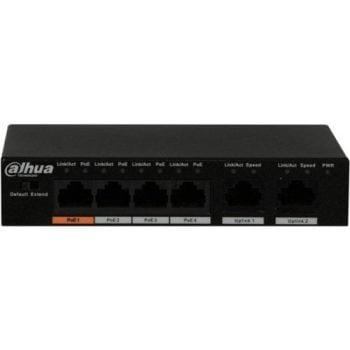 Switch Dahua Desktop Commercial 6-Portar PoE Switch, 4×RJ45 60W