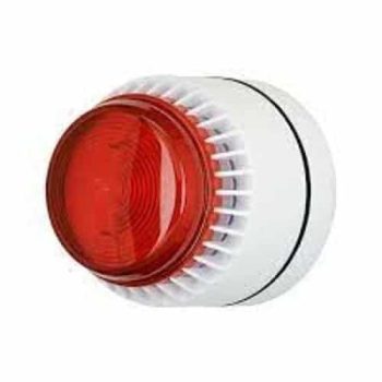 Eaton 640202FULL-0039 Fulleon Flashni Xenon-Echolotleuchte, 12 VDC, flache Basis, eingestellt auf Ton 5 (FL/RL/W/S 12 V SND 5), rote Linse, weiß