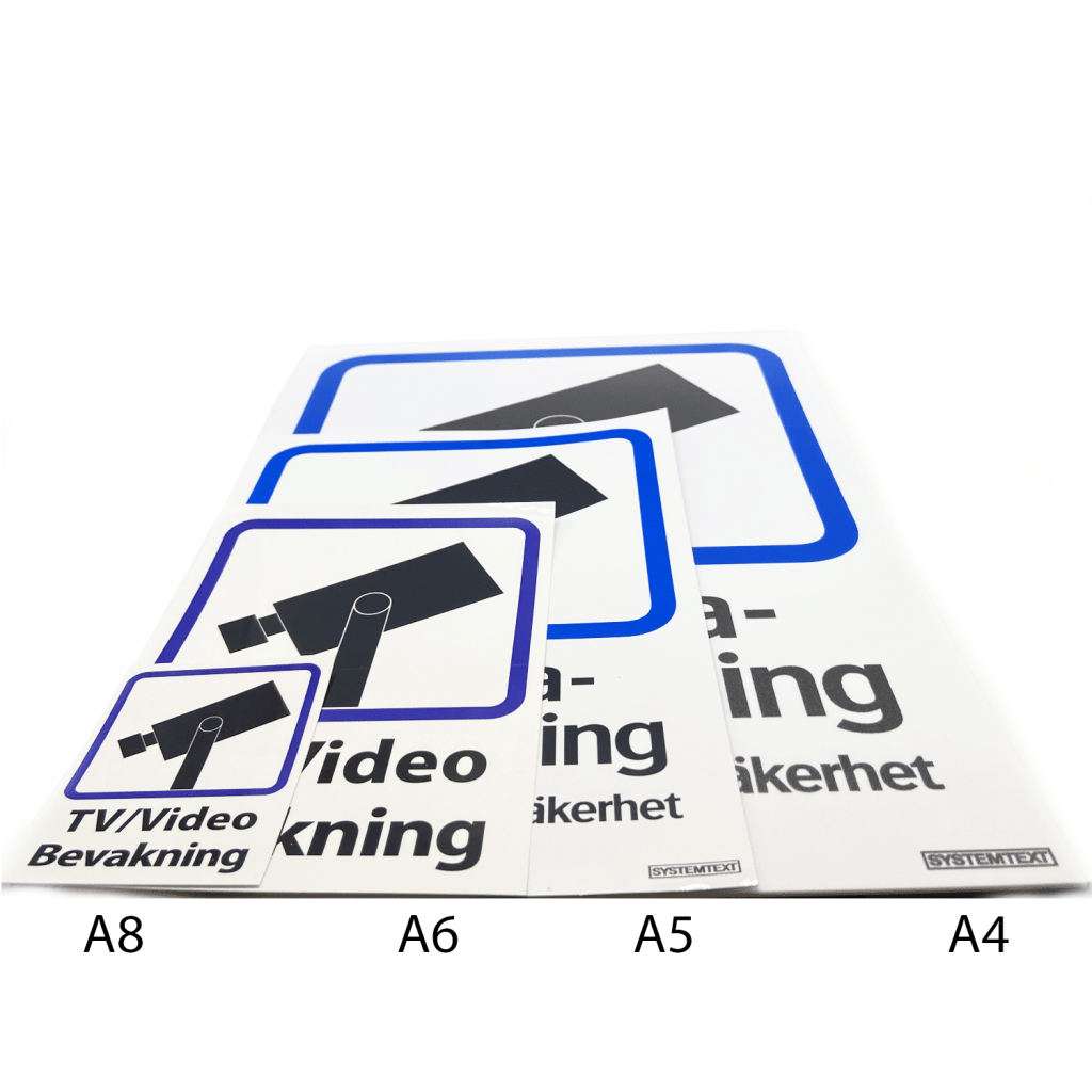 Kameraovervåkingsklistremerke 10x15cm (A6) - Enkeltsidig PVC