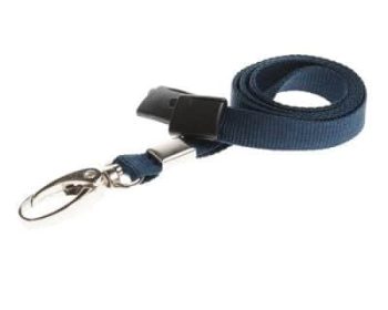Schlüsselanhänger Eco Blau-Dunkel 10 mm Sicherheitsschnalle Karabiner 100er Pack