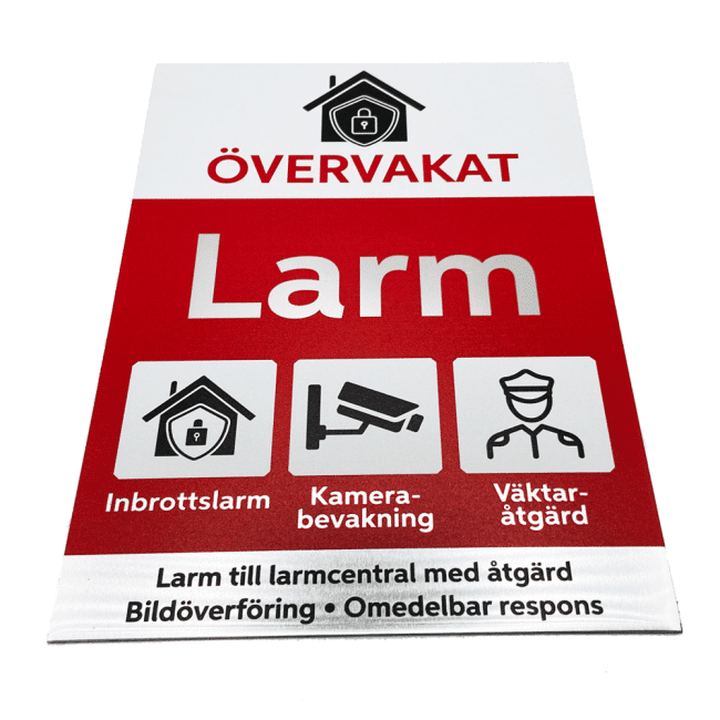 Alarmmærkat Aluminium Overvåget Selvklæbende Stor (A5) 148x210mm