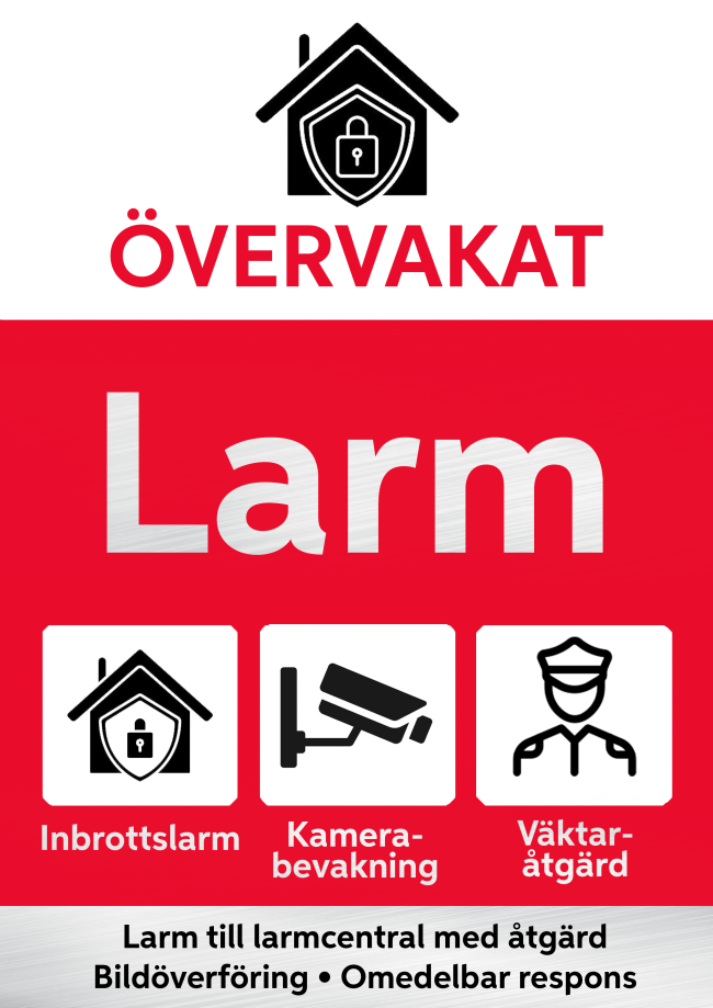 Alarmmærkat Aluminium Overvåget Selvklæbende Stor (A5) 148x210mm