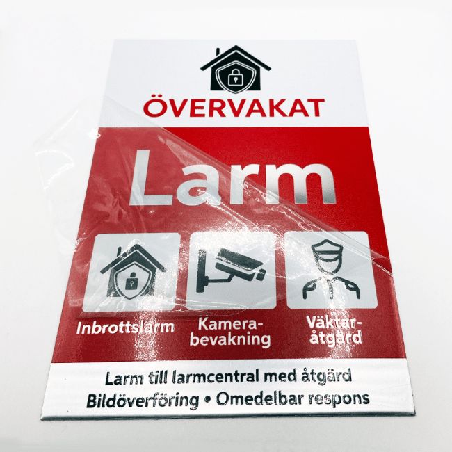 Alarmmærkat Aluminium Overvåget Selvklæbende Stor (A5) 148x210mm