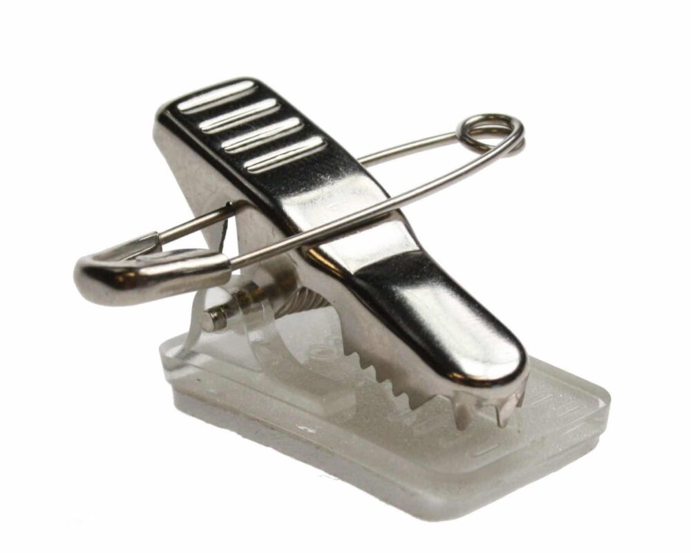 Metal crocodile ID card clip with pin and self-adhesive