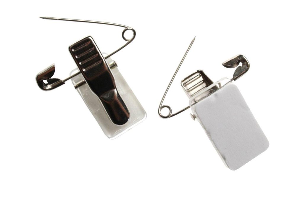 Metalkrokodil ID-kortklämma med stift och självhäftande - Image 2