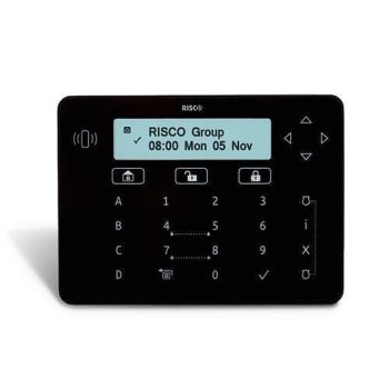 RISCO RPKELPB0000B Elegancka klawiatura dotykowa z czytnikiem 13,56 MHz dla systemów LightSYS, LightSYS+ i ProSYS Plus, czarna