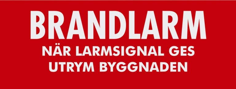 SKILT 240X90 RØD BRANNALARM