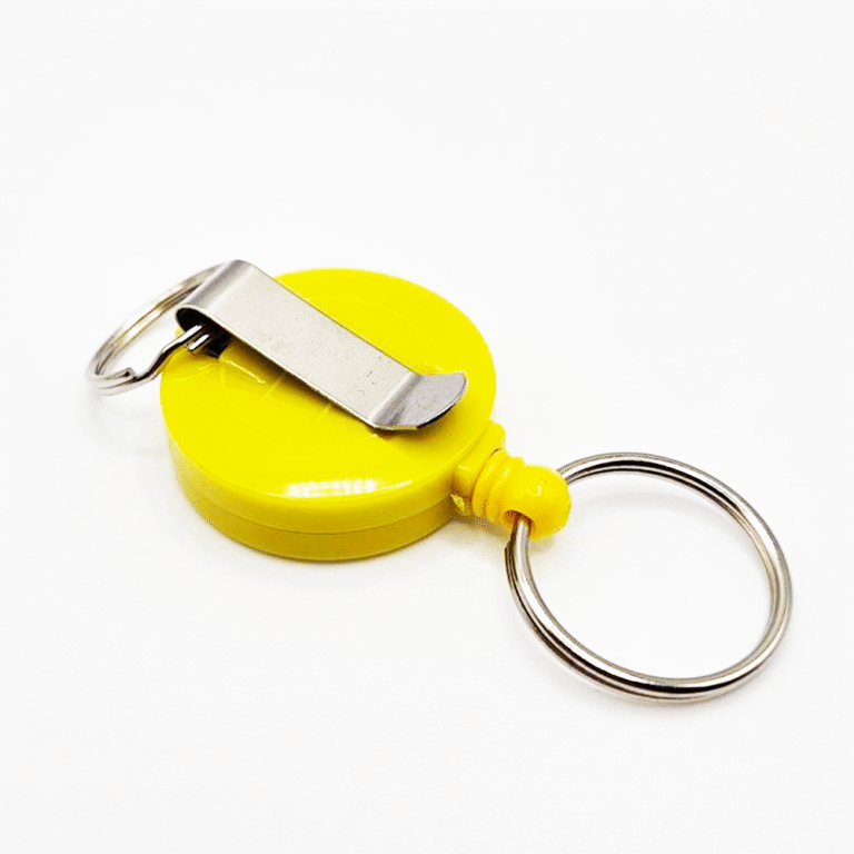 Porte-clés rétractable avec yo-yo et clip – Jaune