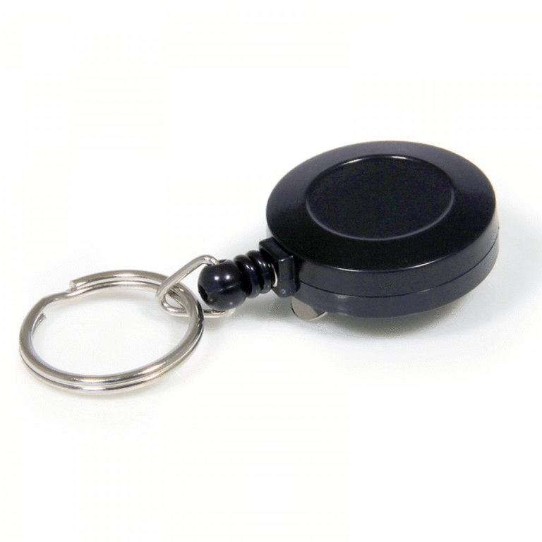 Udtrækkelig nøglering med yoyo og clips – Sort 30 mm