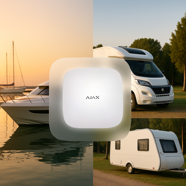 Ajax Hub2 Plus 12V – Centralenhet för Båt, Husbil & Husvagn (IP + WiFi + 4G Vit)