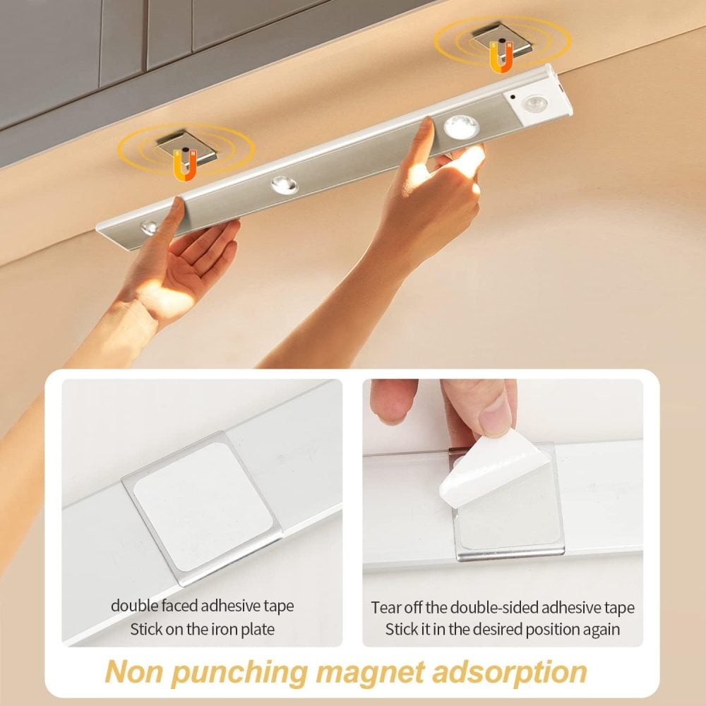 Ljuslist 20CM LED Lampa med Rörelsesensor - Perfekt Garderobsbelysning och Skåpbelysning Silver - obrazek 6