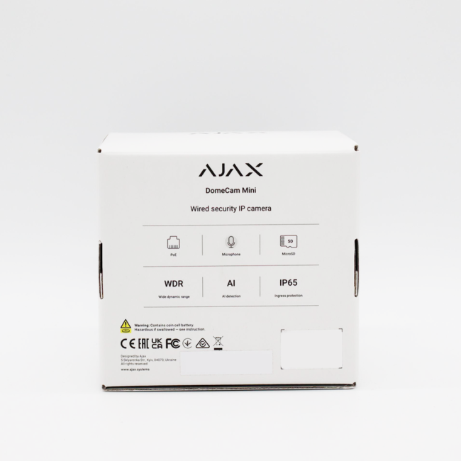 Ajax DomeCam Mini 8MP - Objectif 2,8 mm Blanc