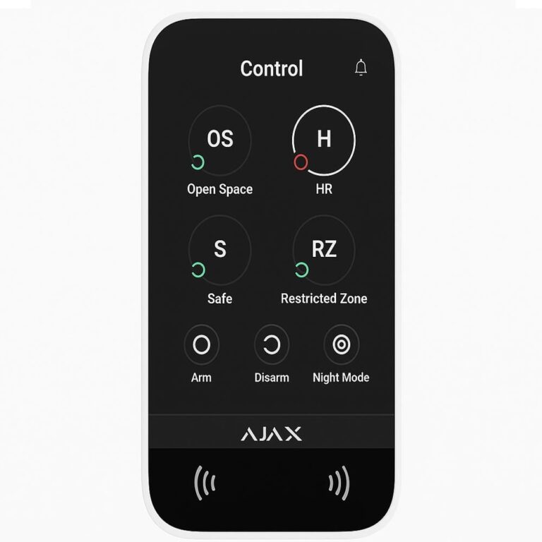 Ajax KeyPad Touchscreen Manöverpanel - Vit - Inbyggd RFID läsare
