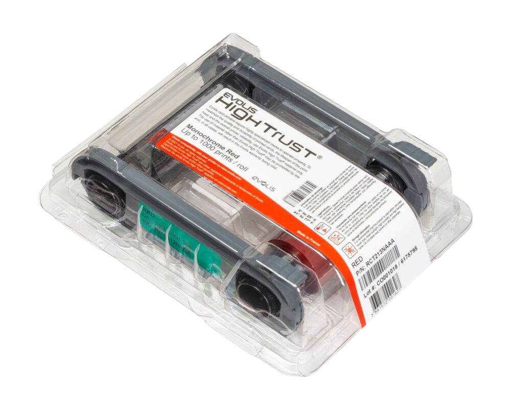 Evolis RCT213NAAA Red Monochrome Ribbon (1000 Prints) - obrazek 2