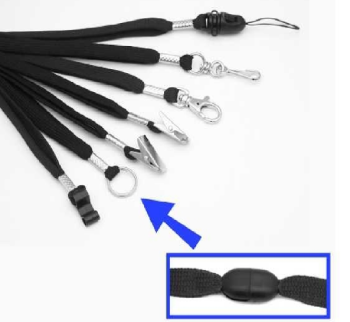 Svart Lanyard, 9 mm, med säkerhetsknäppe och nyckelringfäste