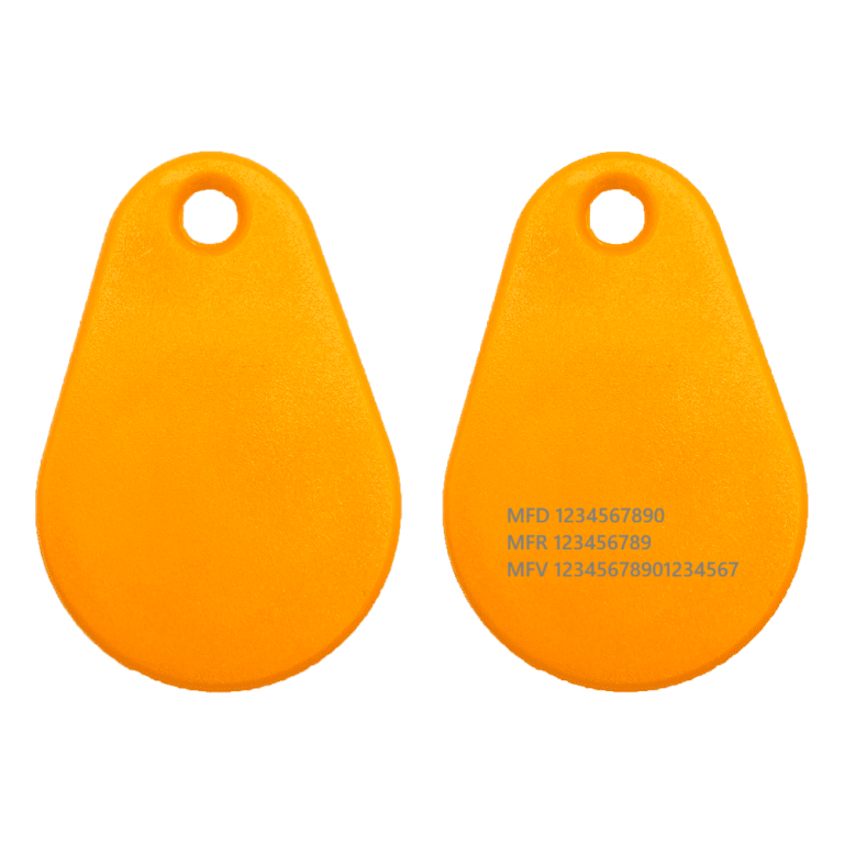 Mifare 1k ABS PLUS Orange – 3,9 mm Færdige systemnumre (Mifare 13,56 MHz)