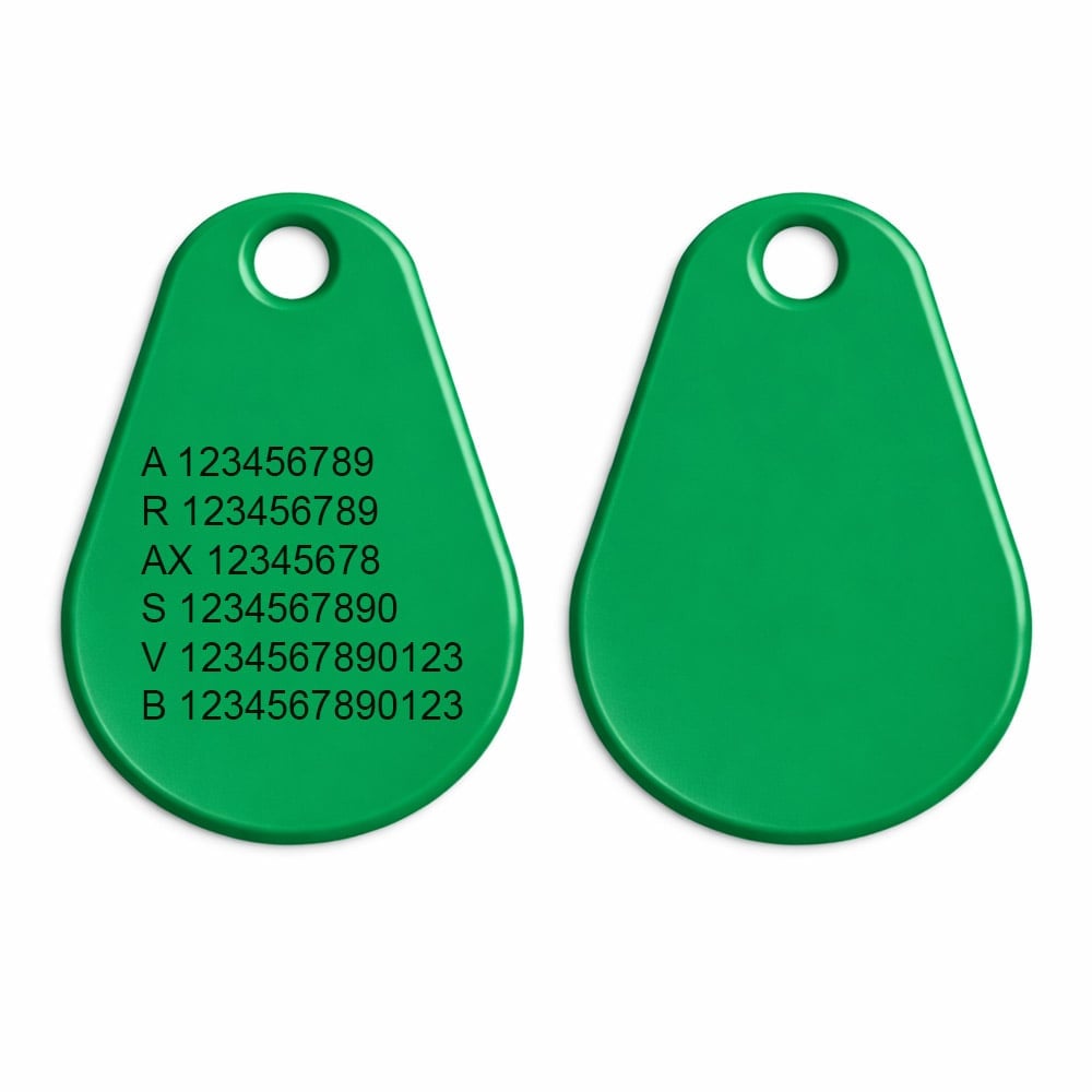 EM4200 ABS PLUS Zielony – 3,9 mm Numery gotowych systemów (EM 125 kHz)