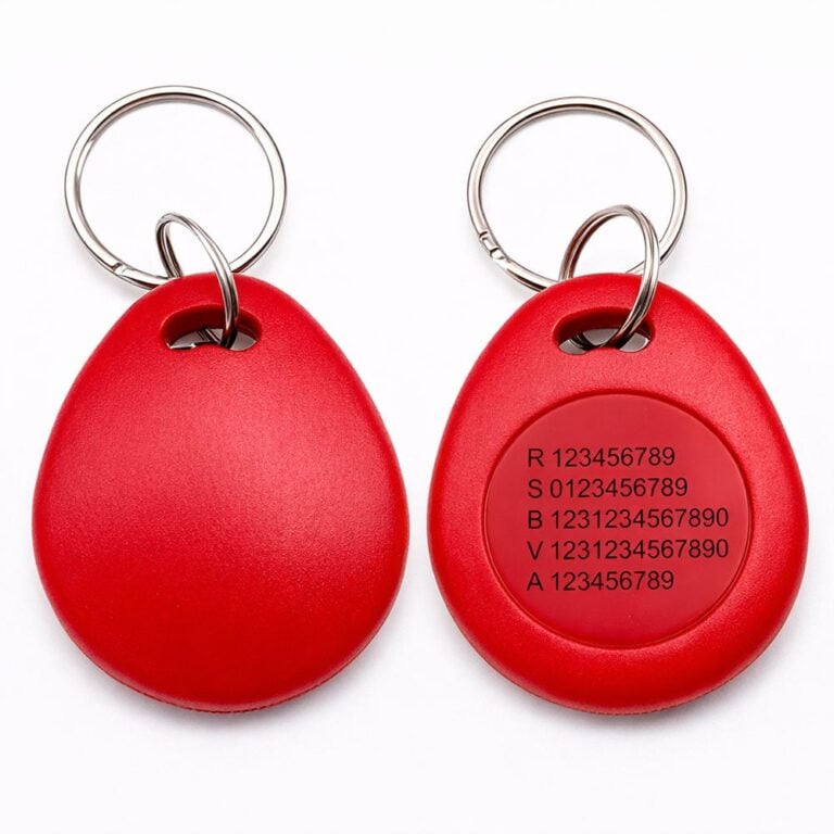 EM4200 Droppen Red – Key tag Ready-made system numbers (EM 125 kHz)