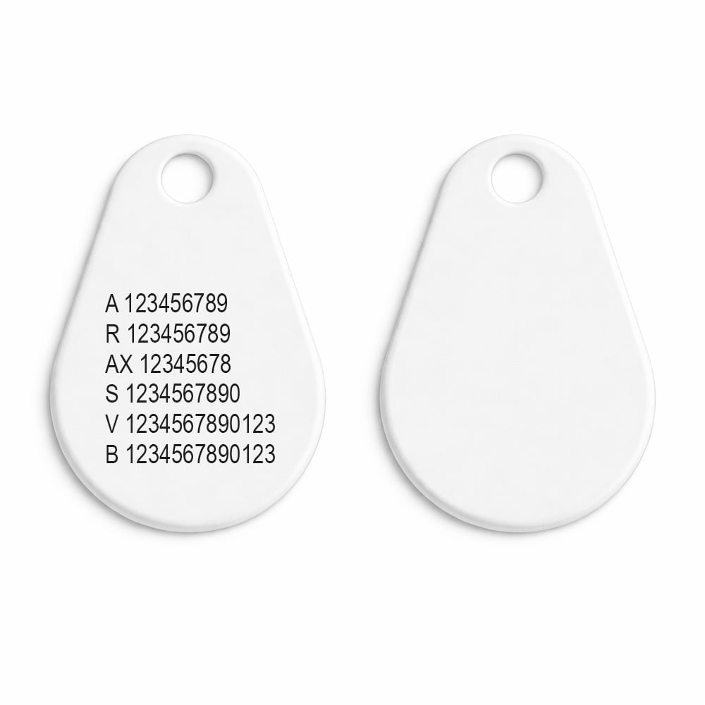 EM4200 ABS PLUS Hvid – 3,9 mm Færdiglavede systemnumre (EM 125 kHz)