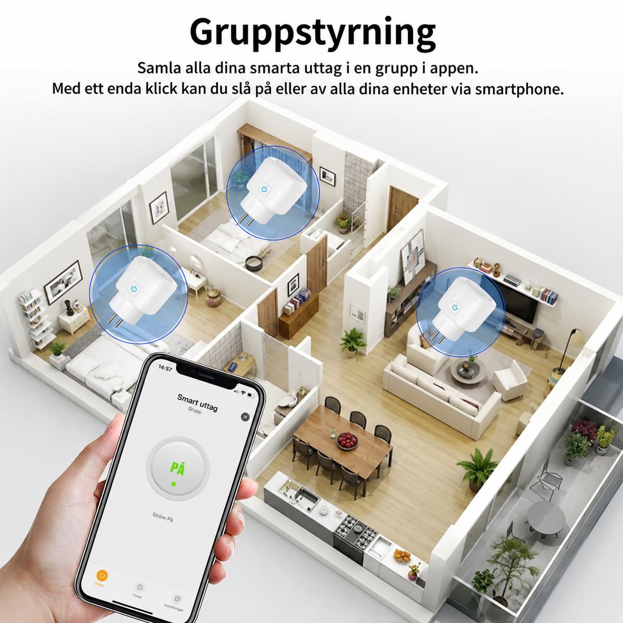 Stonehouse Smart WiFi Smart Plug 20A Fyrkantig Vit - Image 4