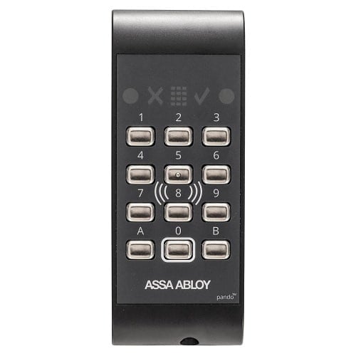 Lector de tarjetas sin contacto ASSA ABLOY Pando Secure Go con teclado retroiluminado, IP54, 12-24 V CC (S559885J084)
