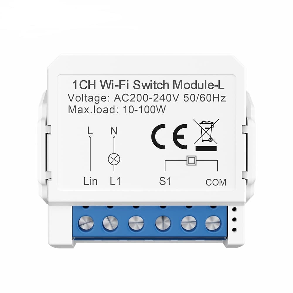 Stonehouse Smart WiFi Relämodul 1-kanal utan nolla med bypass-kondensator (inkluderad)