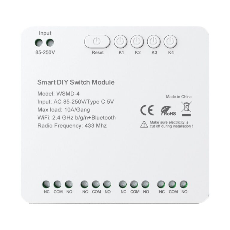 Stonehouse Smart WiFi-relémodul 4-kanals med potensialfri kontakt 85–250 V AC
