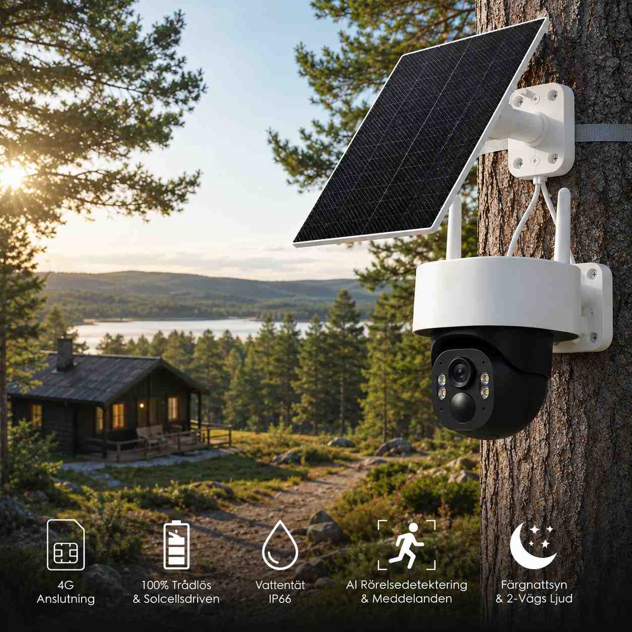 SecureVision 4G Kamera 4MP med Solpanel & C-SIM – PTZ Batterikamera – Bild 3