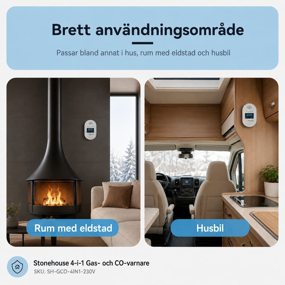 Stonehouse 4-i-1 Gas- och Kolmonoxidvarnare 230V med Temperatur och Luftfuktighet - Bild 6