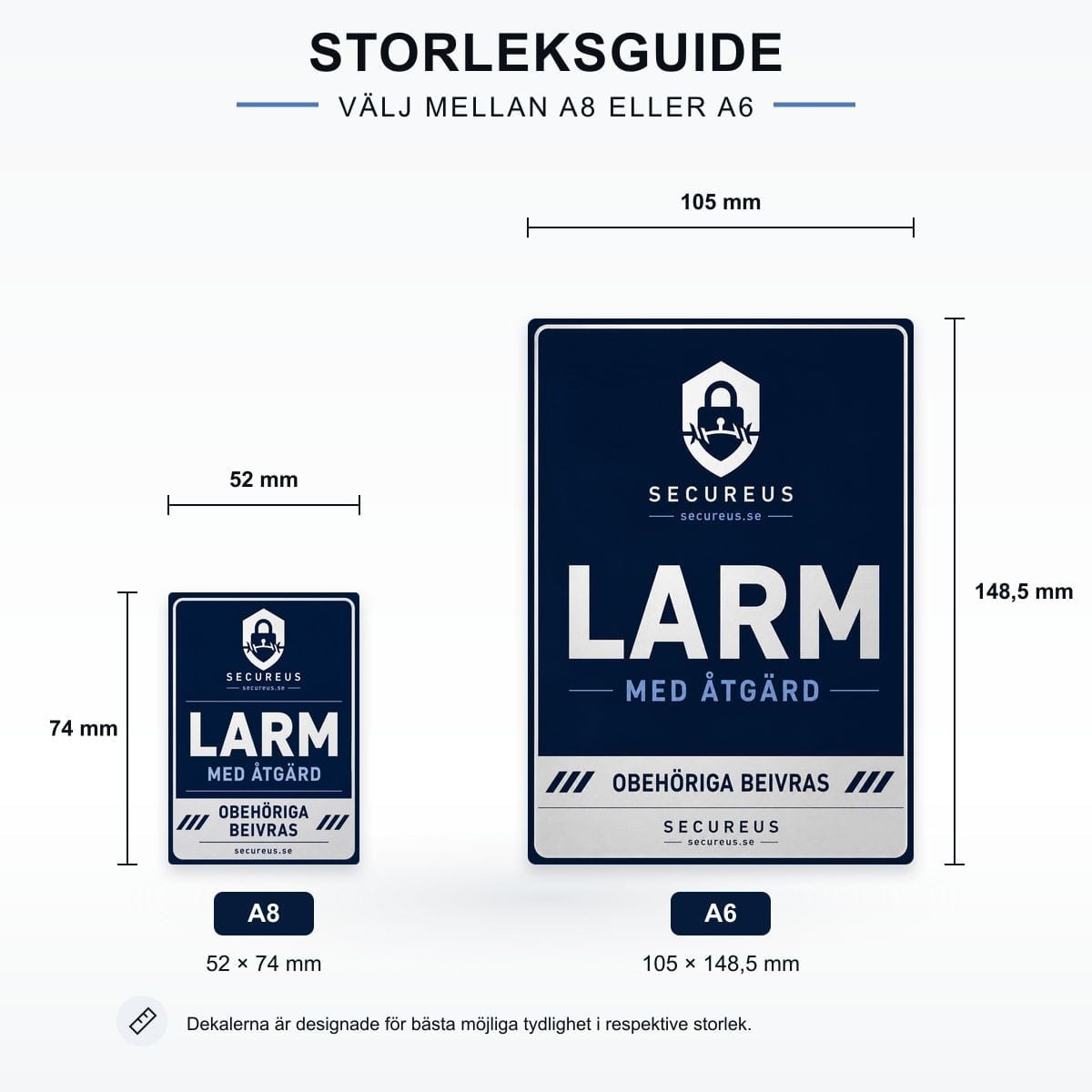 Larmdekalpaket Secureus Blå PET, 6-pack - Imagen 2