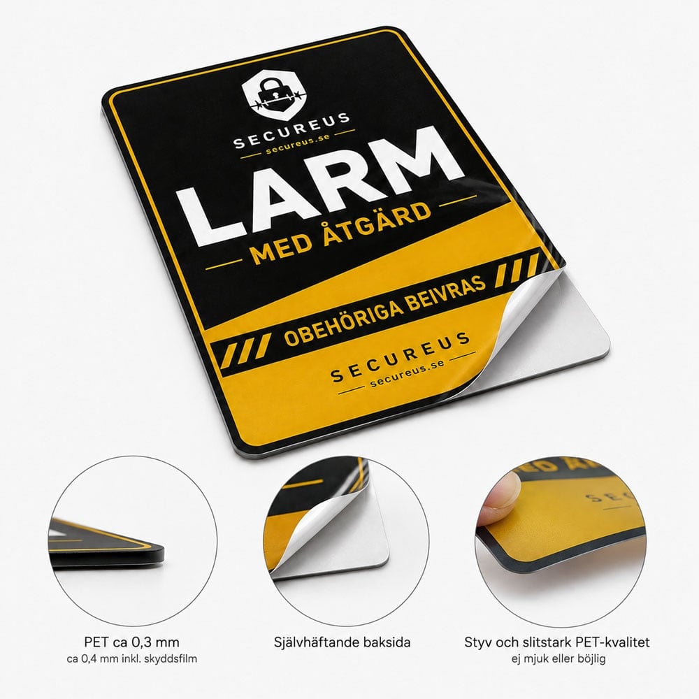 Larmdekal Secureus Warning | Självhäftande PET Dekal - Imagen 5