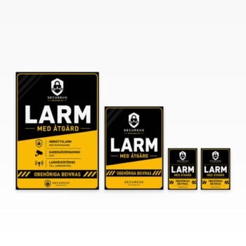 Larmskyltpaket Secureus Warning Aluminium, 4-pack